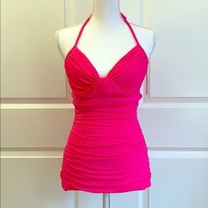 Carmen Marc Valvo hot pink one piece swimsuit